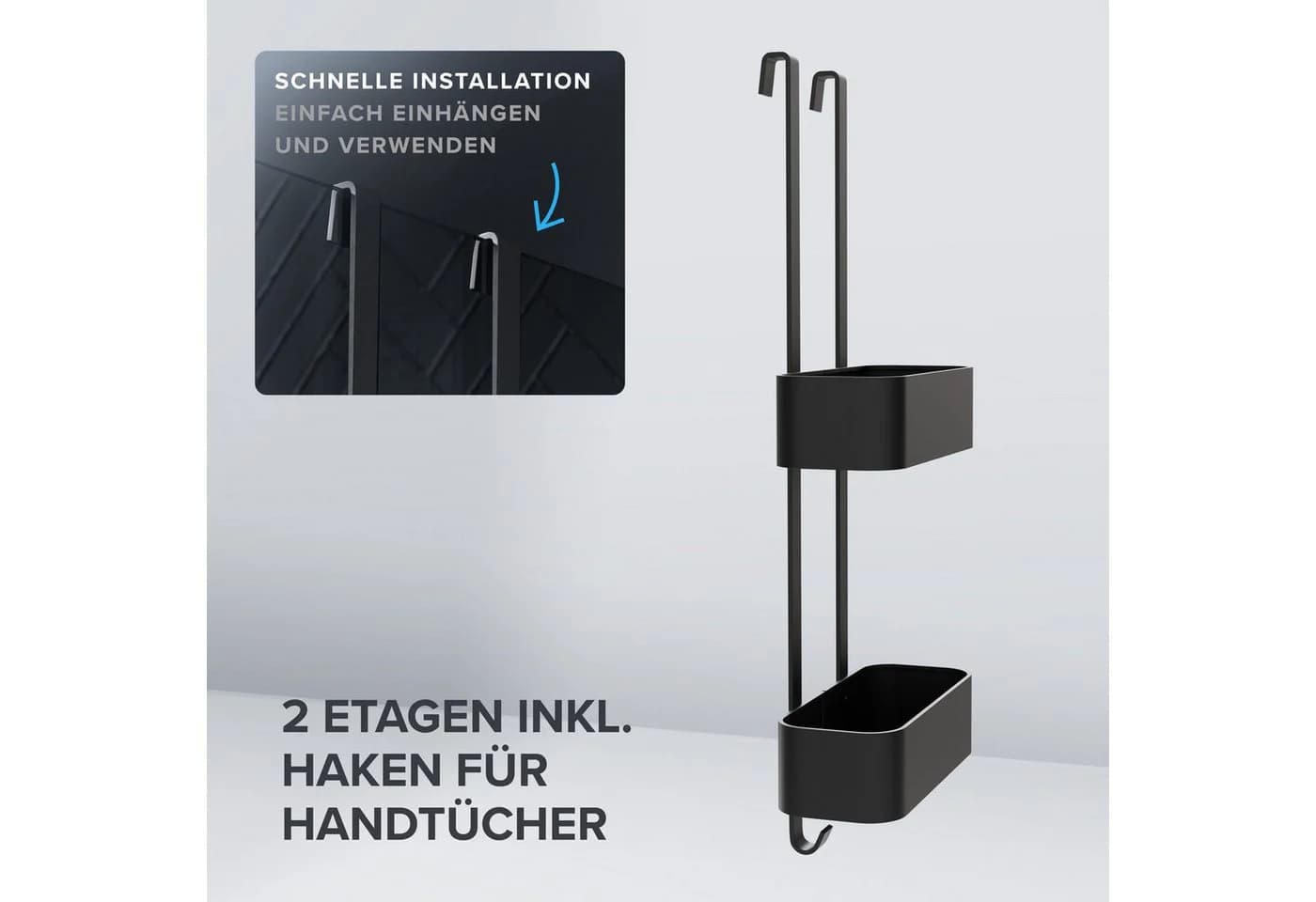 ovimar Duschregal Bleikoya 1-tlg. Edelstahl Schwarz zum Aufhängen - Bild 4