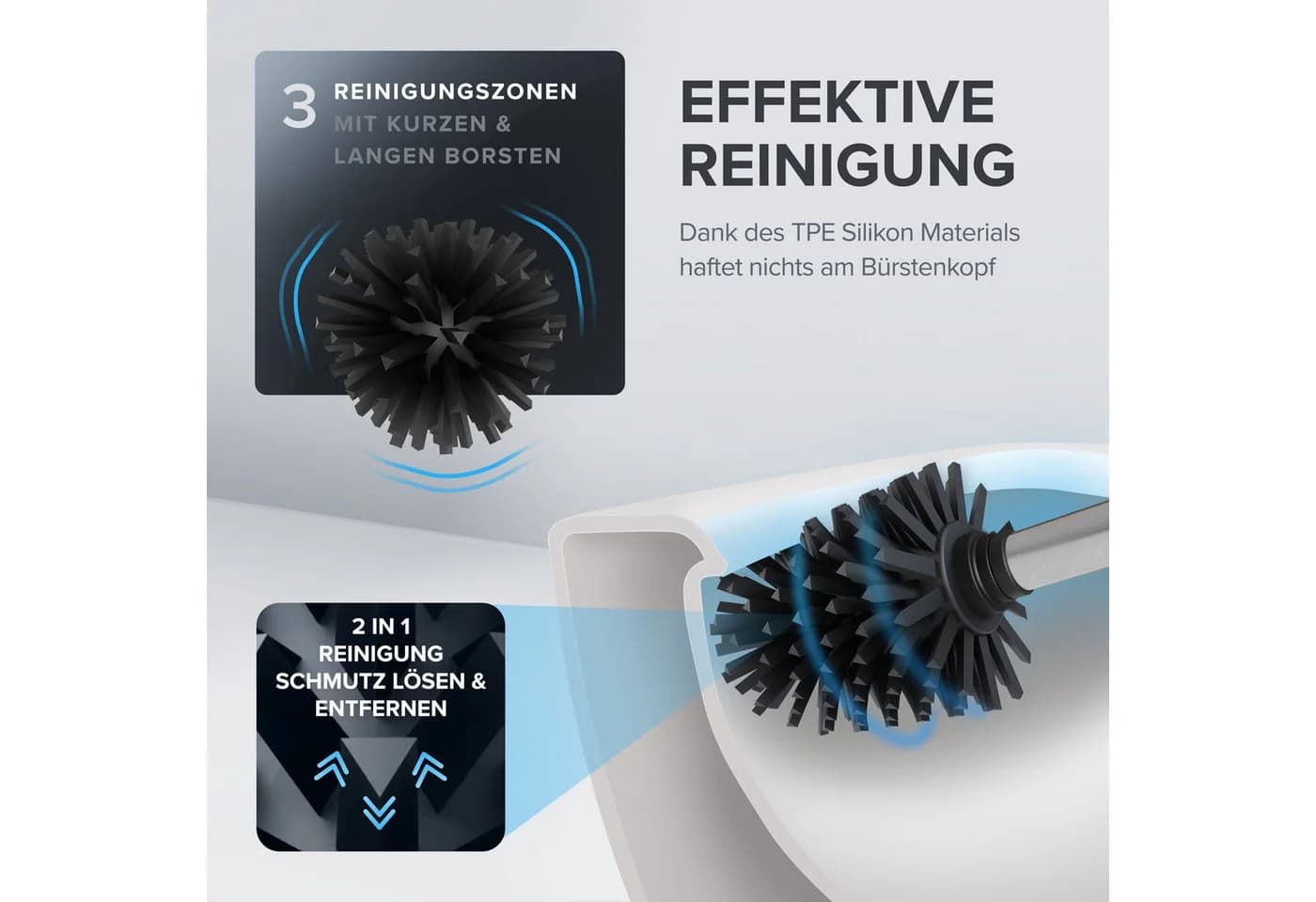 ovimar WC-Reinigungsbürste Edelstahl Silber Klebesystem