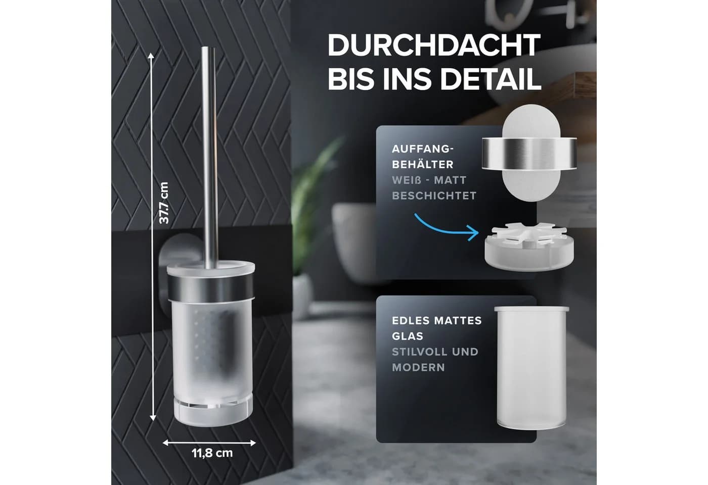 ovimar WC-Reinigungsbürste Edelstahl Silber Klebesystem - Bild 5