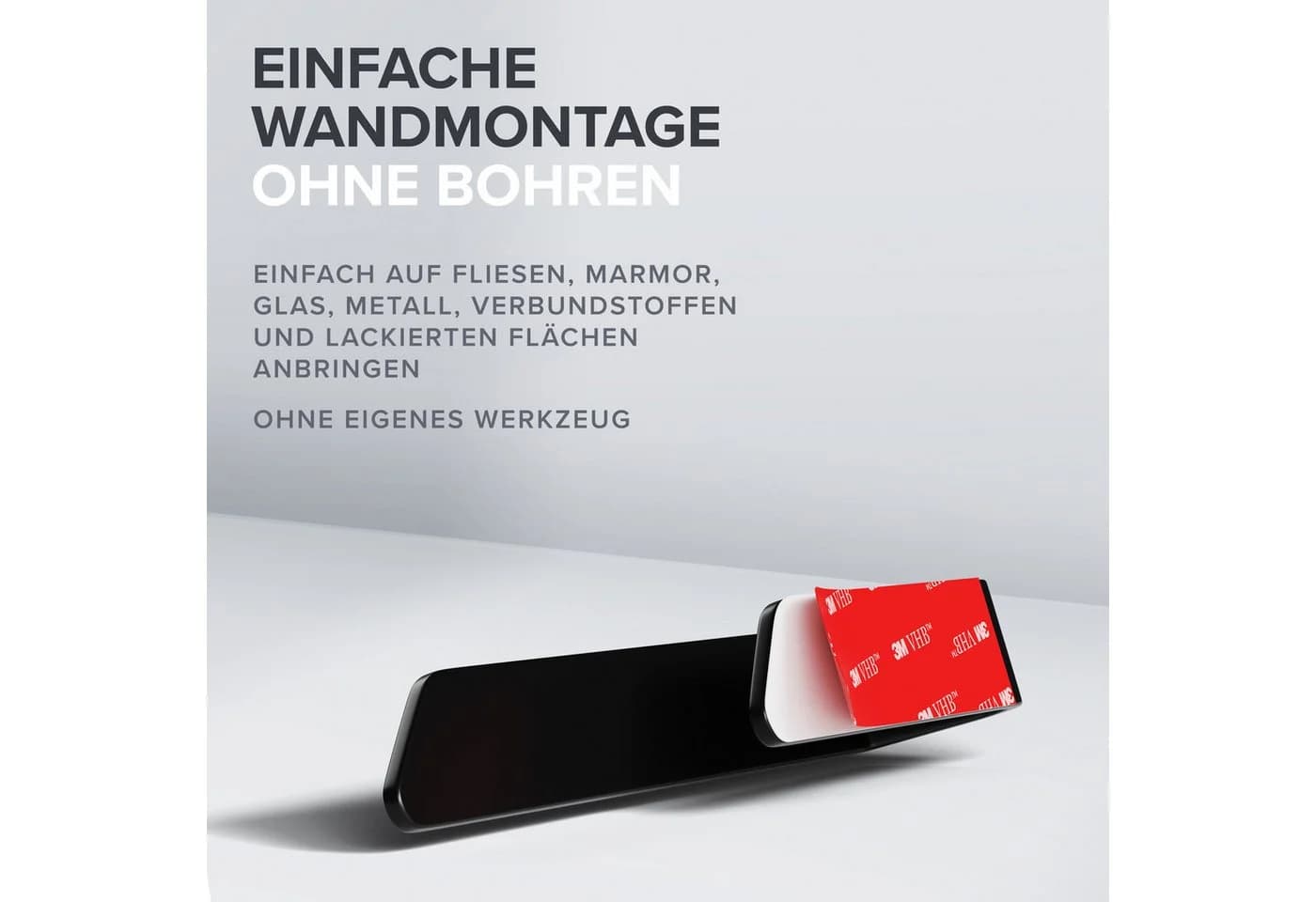 ovimar Handtuchstange Kongsoya, Aluminium, Schwarz, zum Kleben - Bild 5