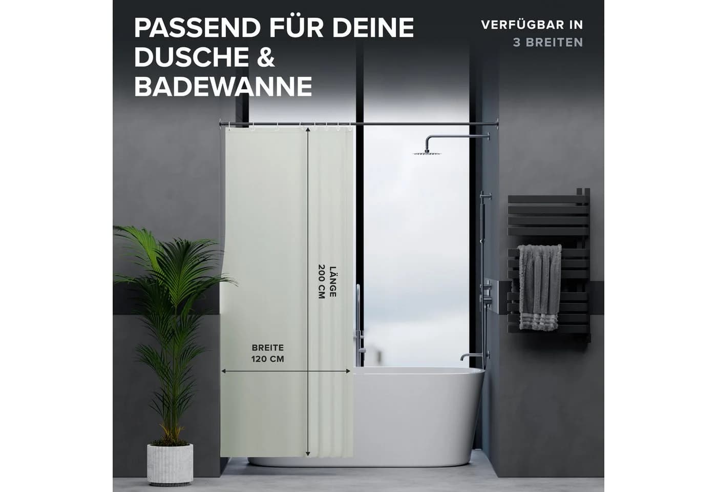 ovimar Duschvorhang Beige Polyester Modern - Bild 4