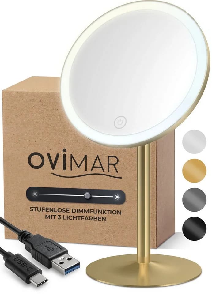 ovimar Kosmetikspiegel Edelstahl Gold Digital - Bild 2