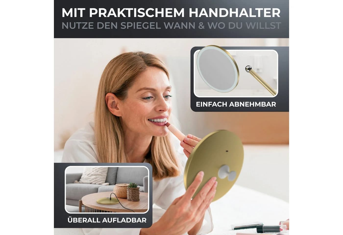 ovimar Kosmetikspiegel Edelstahl Gold Digital - Bild 5