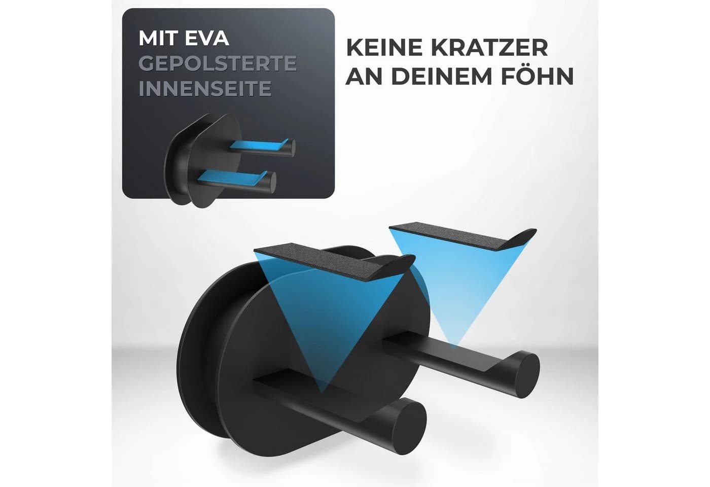 ovimar Haartrocknerhalter Rovaer Schwarz Edelstahl Klebetechnik