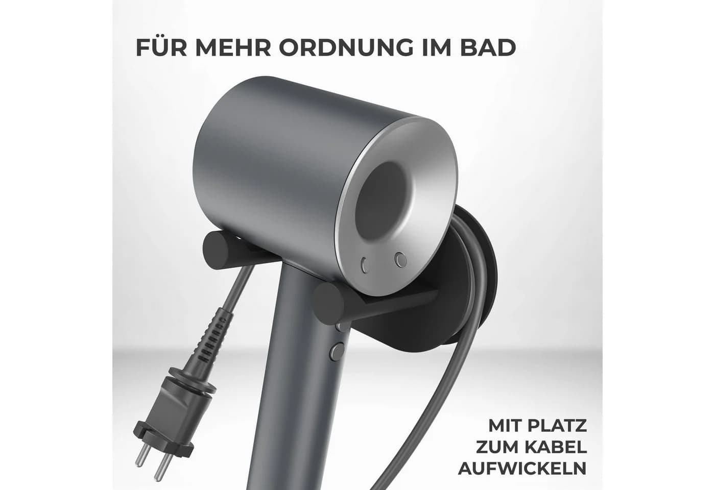 ovimar Haartrocknerhalter Rovaer Schwarz Edelstahl Klebetechnik - Bild 4