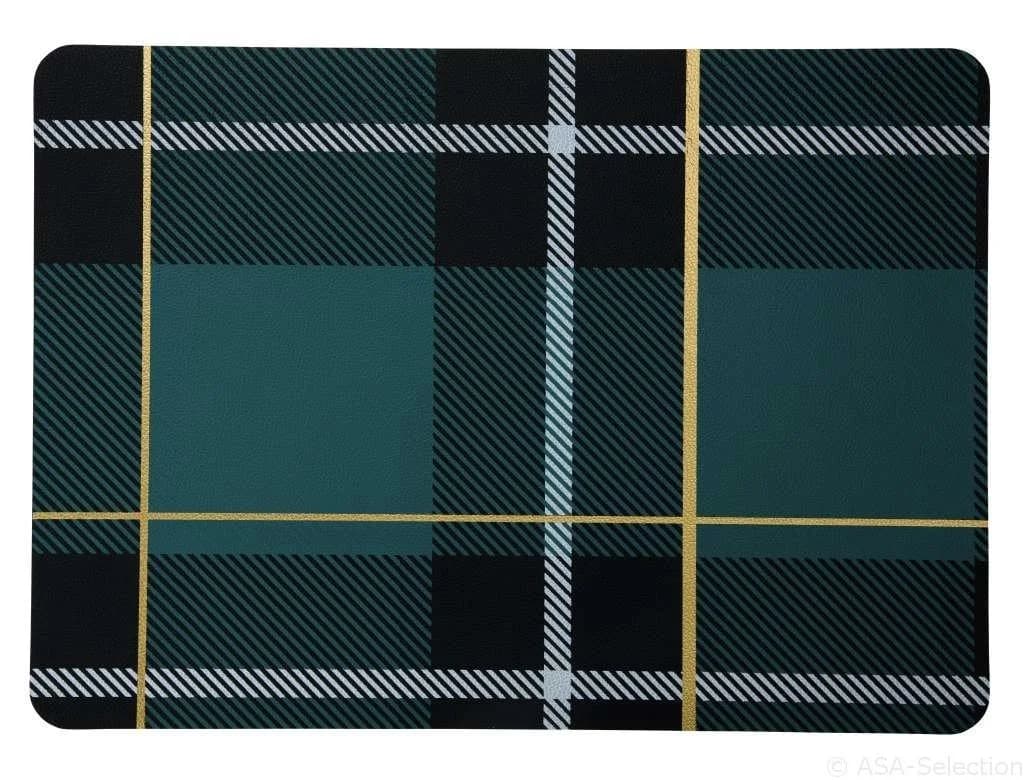 ASA SELECTION Platzset Tartan Petrol Lederimitat Karomuster