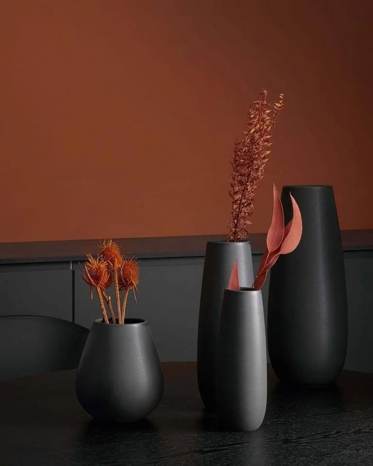 ASA SELECTION Dekovase Vase EASE Schwarz Ø 6 cm Steinzeug
