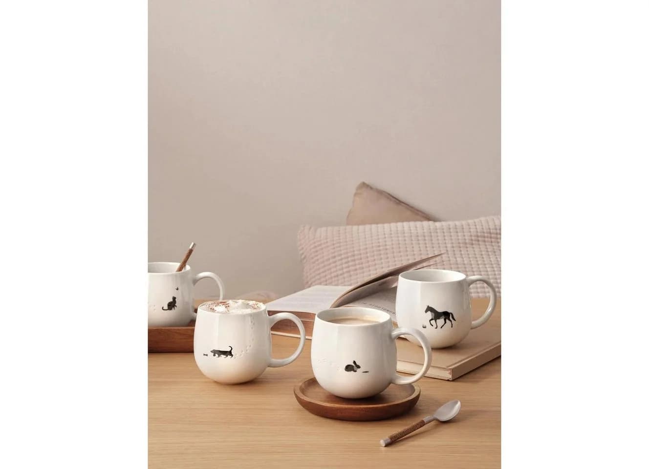 ASA Kaffeebecher Magu Weiß Hochglanz Keramik Hase 400 ml