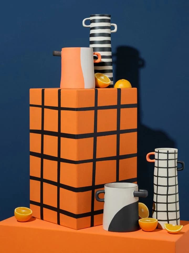 ASA SELECTION Dekovase rayu Grün Karomuster Steinzeug - Bild 3