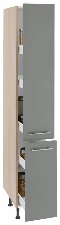 OPTIFIT Apothekerschrank Bern Grau Akaziefarben mit 5 Schubkästen