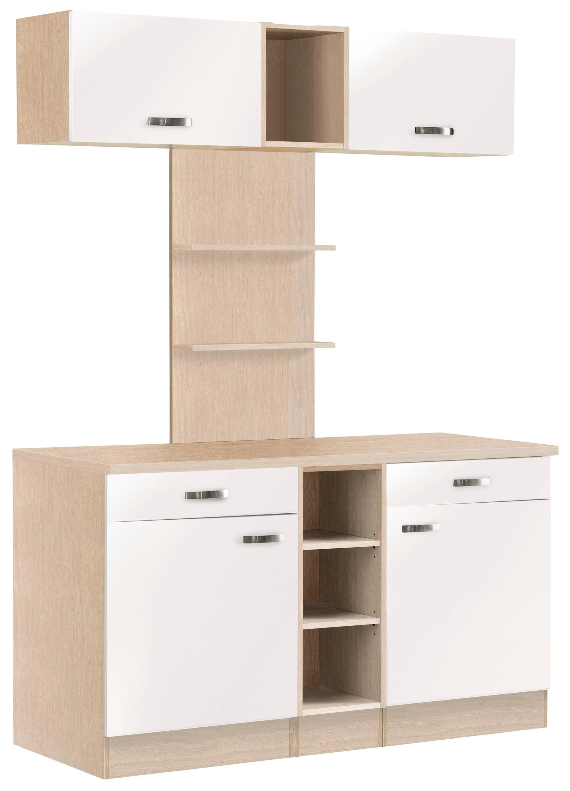 Buffet OPTIFIT Faro Weiß Hochglanz mit Metallgriffen