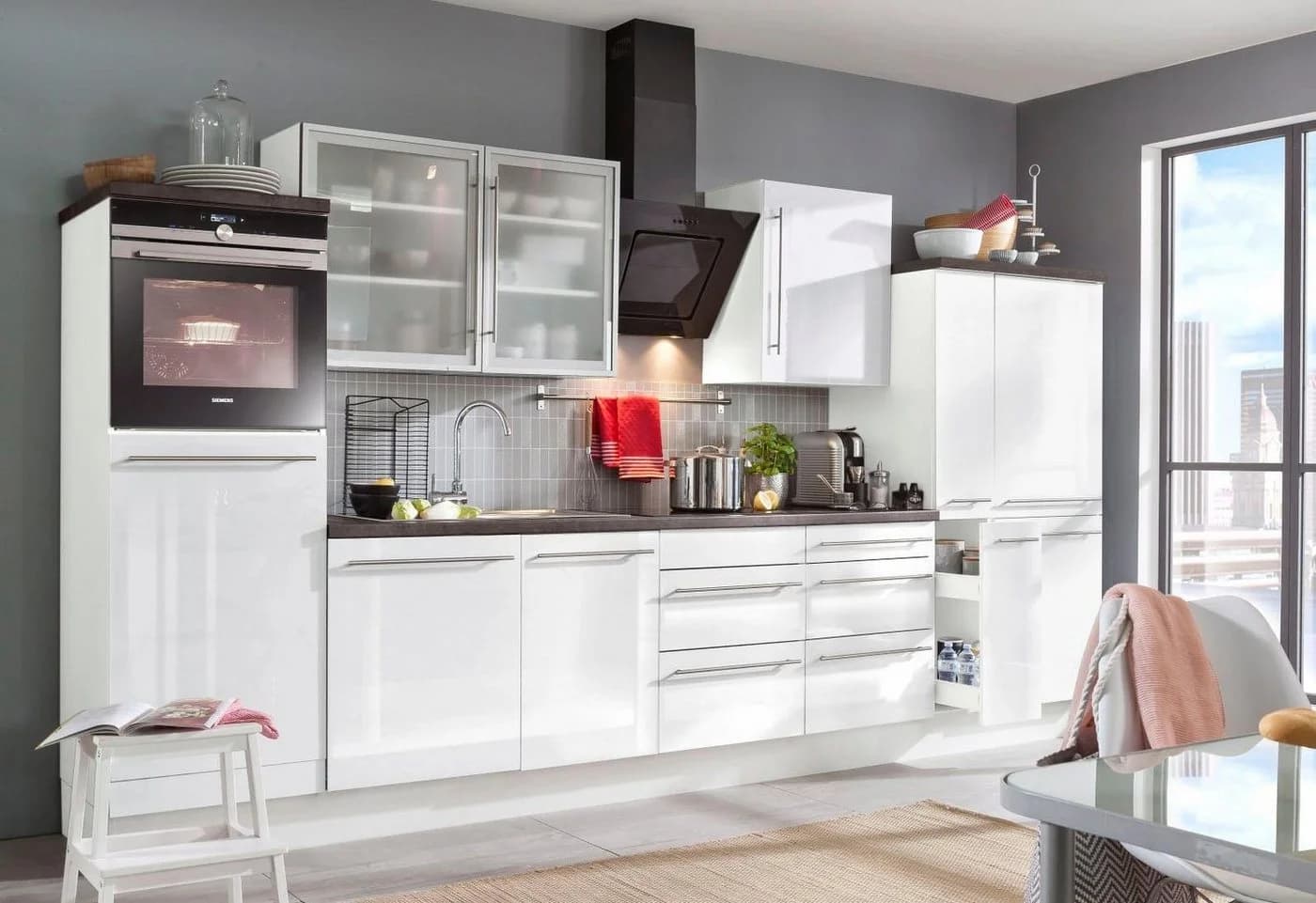 Glashängeschrank OPTIFIT Grau Weiß 60cm