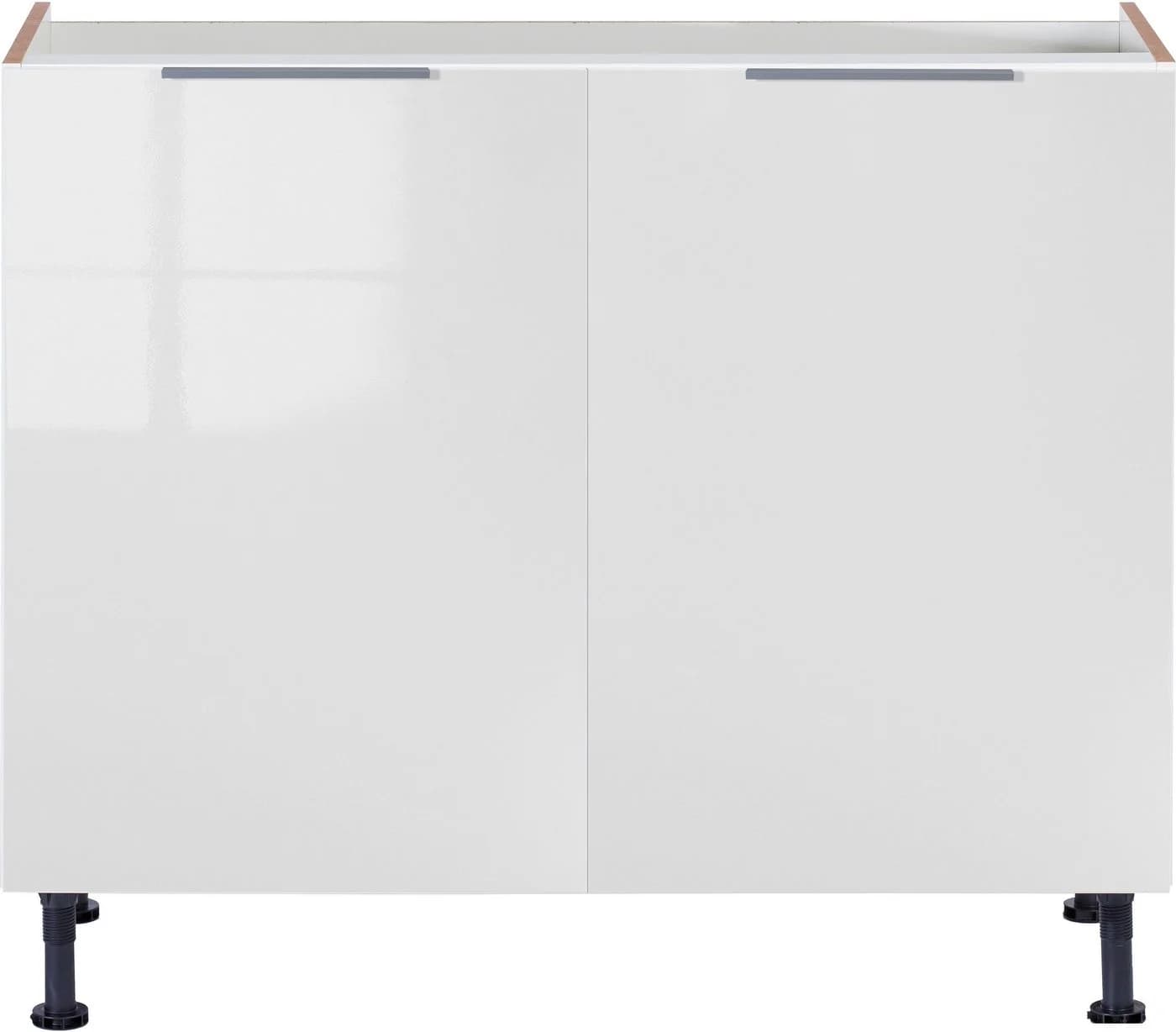 OPTIFIT Spülenschrank Tara Weiß Hochglanz 2 Türen Soft-Close