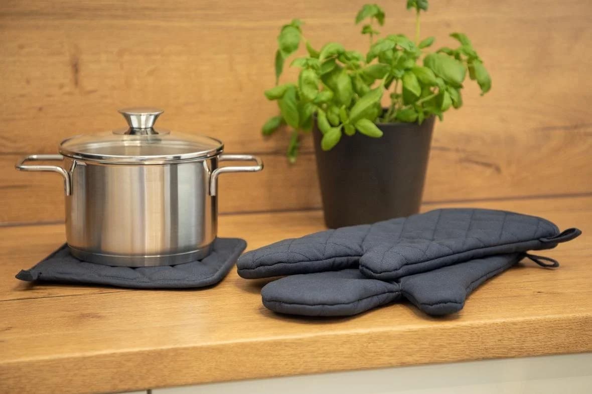 Ofenhandschuh Blau/Grau mit versteppter Greifseite - Bild 5