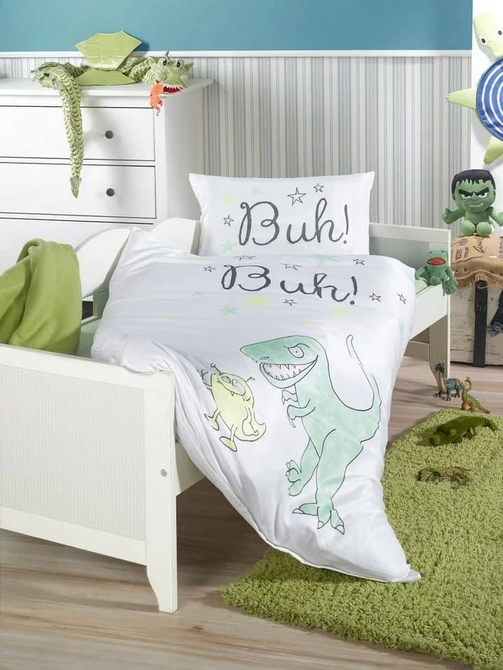 Optidream Babybettwäsche Mikrofaser 100x135 cm Weiß/Grün