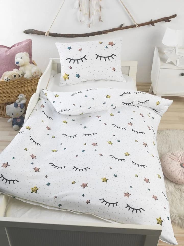 Optidream Babybettwäsche Set Mikrofaser 100x135 Design Naema Weiß