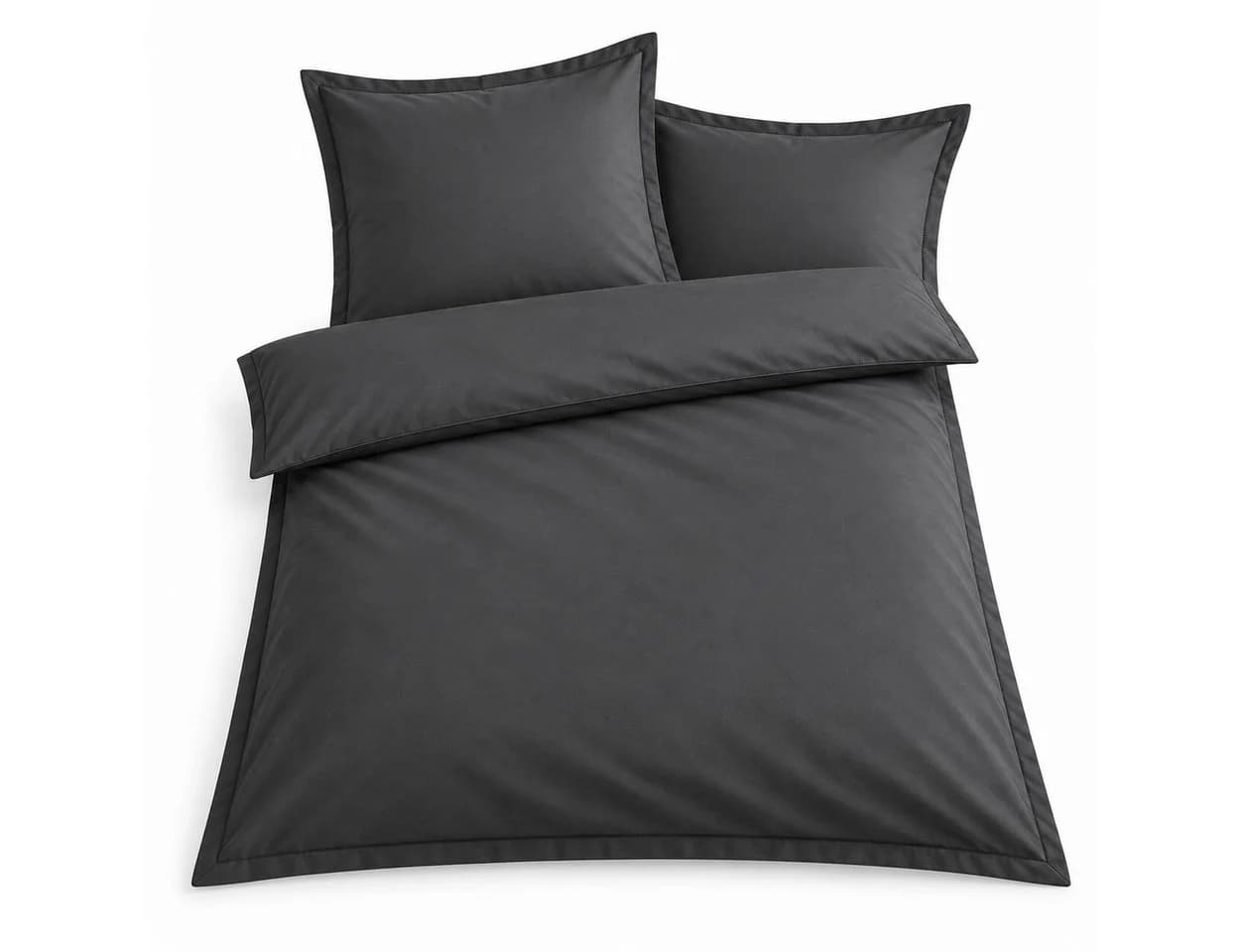 Optidream Renforcé Bettwäsche Set 135x200 + 80x80 cm Anthrazit 100% Baumwolle - Bild 2