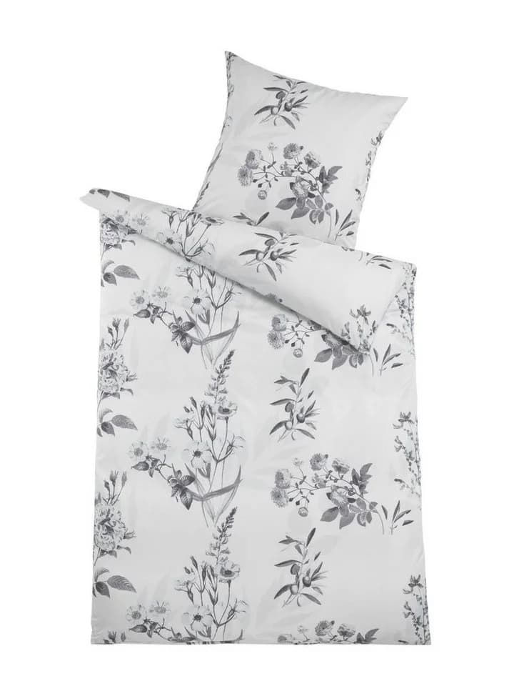 Optidream Mako-Satin Bettwäsche Premium Grau/Weiß Floral Design - Bild 2