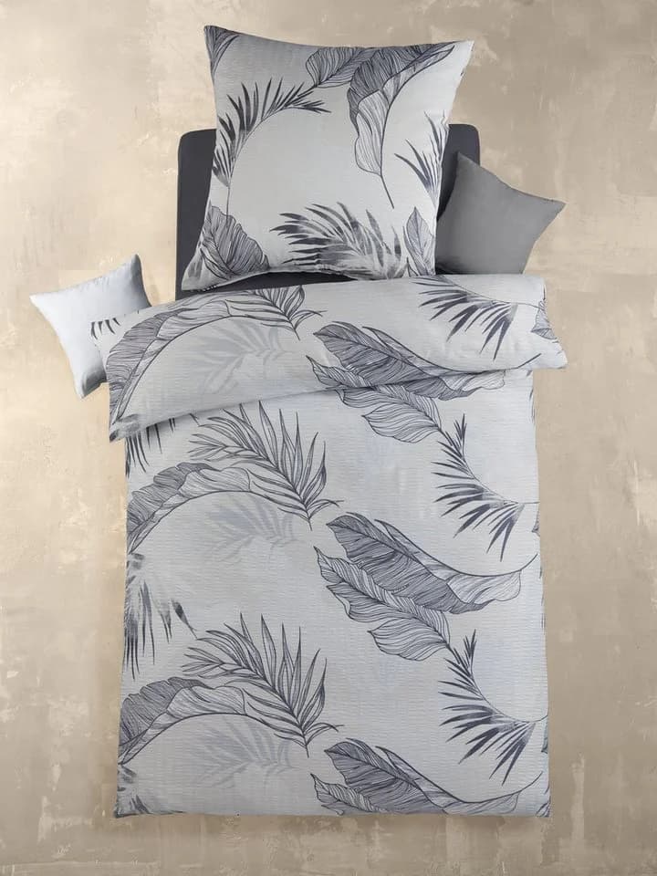 Optidream Bettwäsche Set Mikrofaser Seersucker 135x200 Design Palmira Weiß
