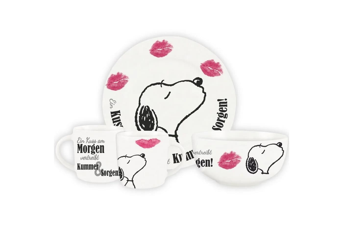 United Labels® Frühstücks-Geschirrset Peanuts Snoopy 3-teilig Porzellan Weiß - Bild 2
