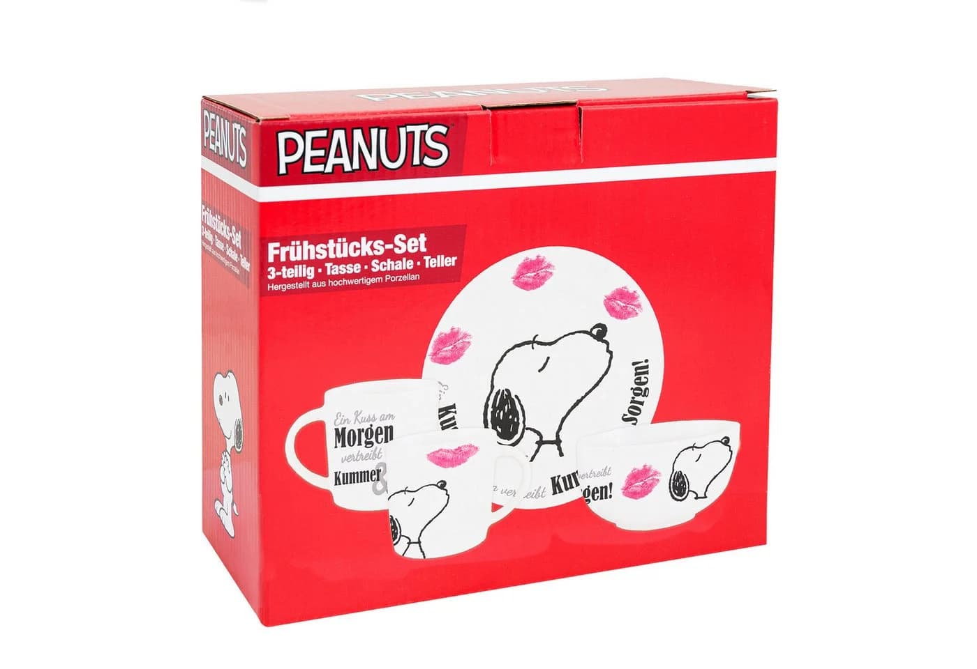 United Labels® Frühstücks-Geschirrset Peanuts Snoopy 3-teilig Porzellan Weiß - Bild 3