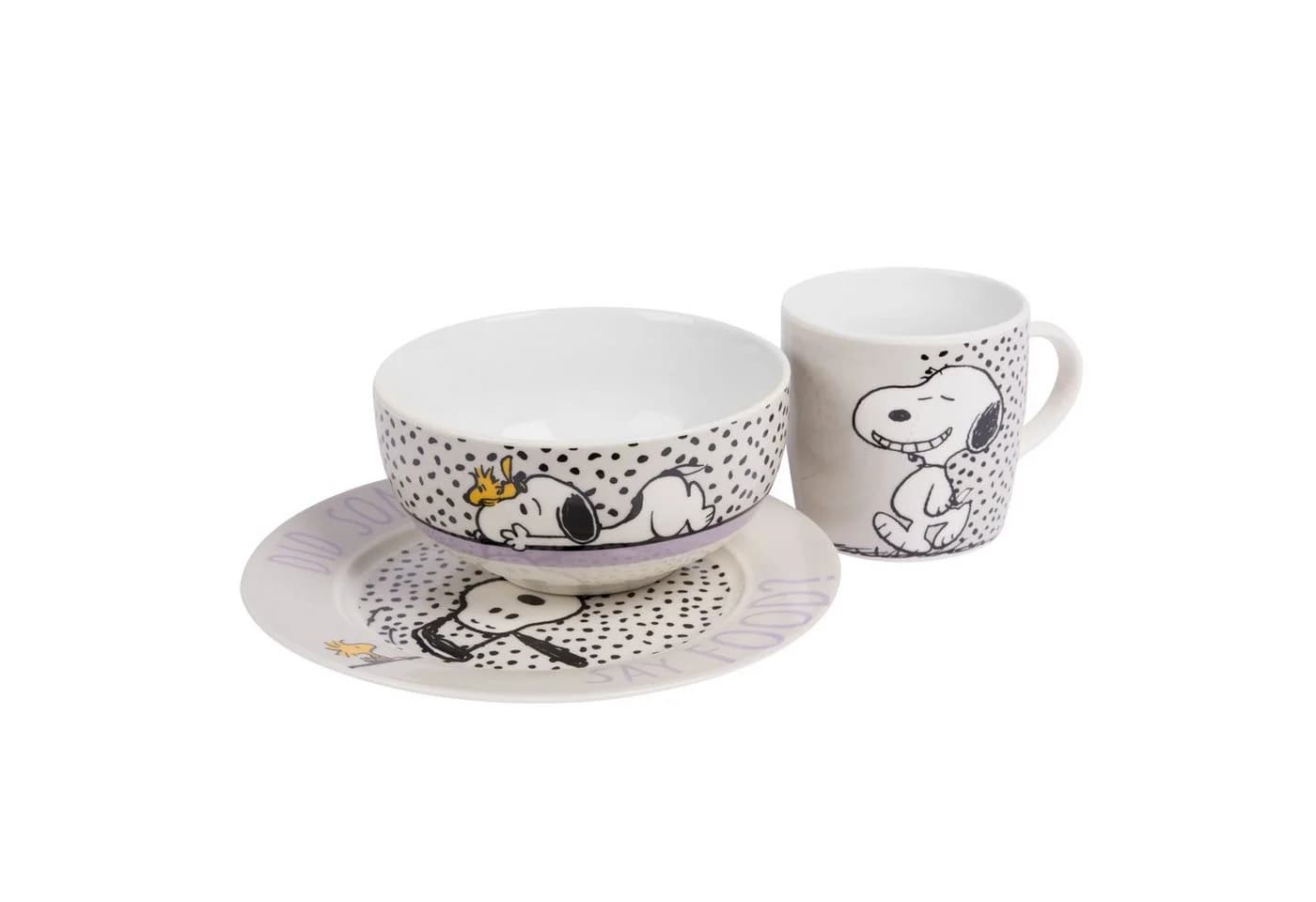 United Labels® Frühstücks-Geschirrset Peanuts Snoopy 3-teilig Porzellan