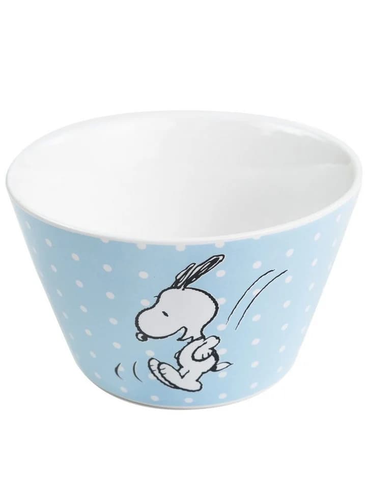 United Labels Müslischale Snoopy Peanuts Blau mit Punkten Porzellan