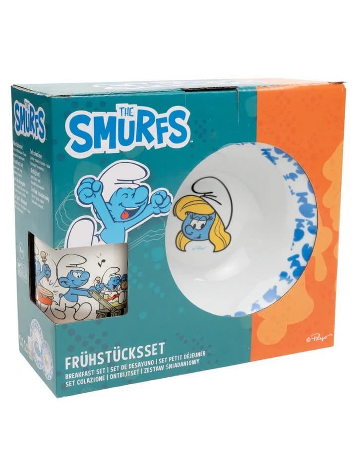 United Labels Frühstücksgeschirrset Schlümpfe 3-tlg. Blau Porzellan - Bild 5