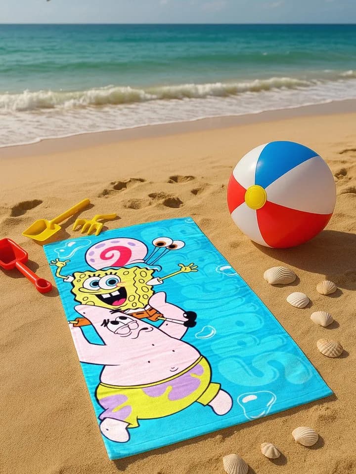 United Labels Strandtuch Spongebob Schwammkopf 120x60 cm Blau