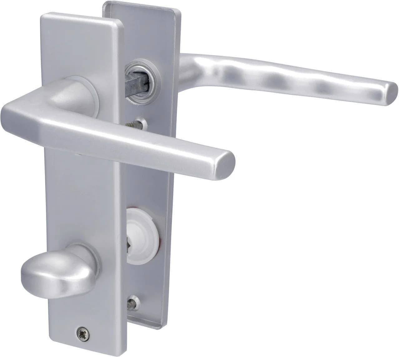 Alpertec Drückergarnitur Florence Aluminium Silber Eckig WC