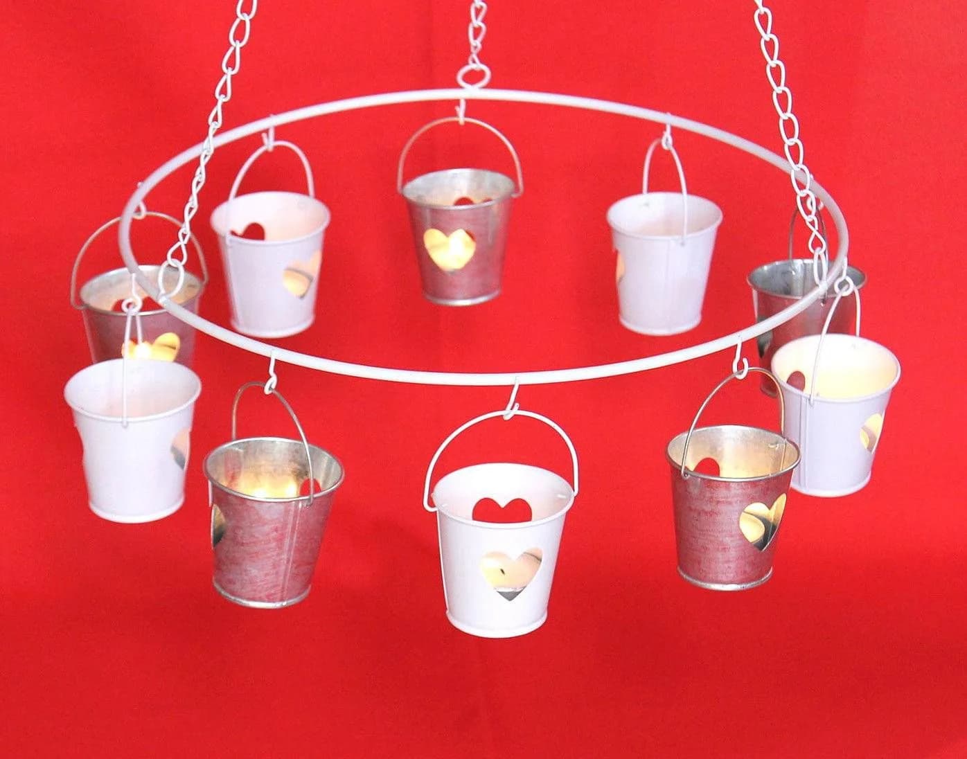 DanDiBo Hängeleuchter Teelichthalter Metall Weiß 10er Set - Bild 5