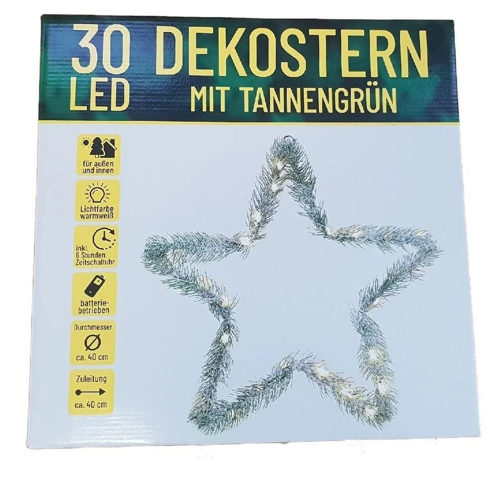 Nipach LED Dekostern 40cm Tannengrün Warmweiß mit Timer - Bild 3