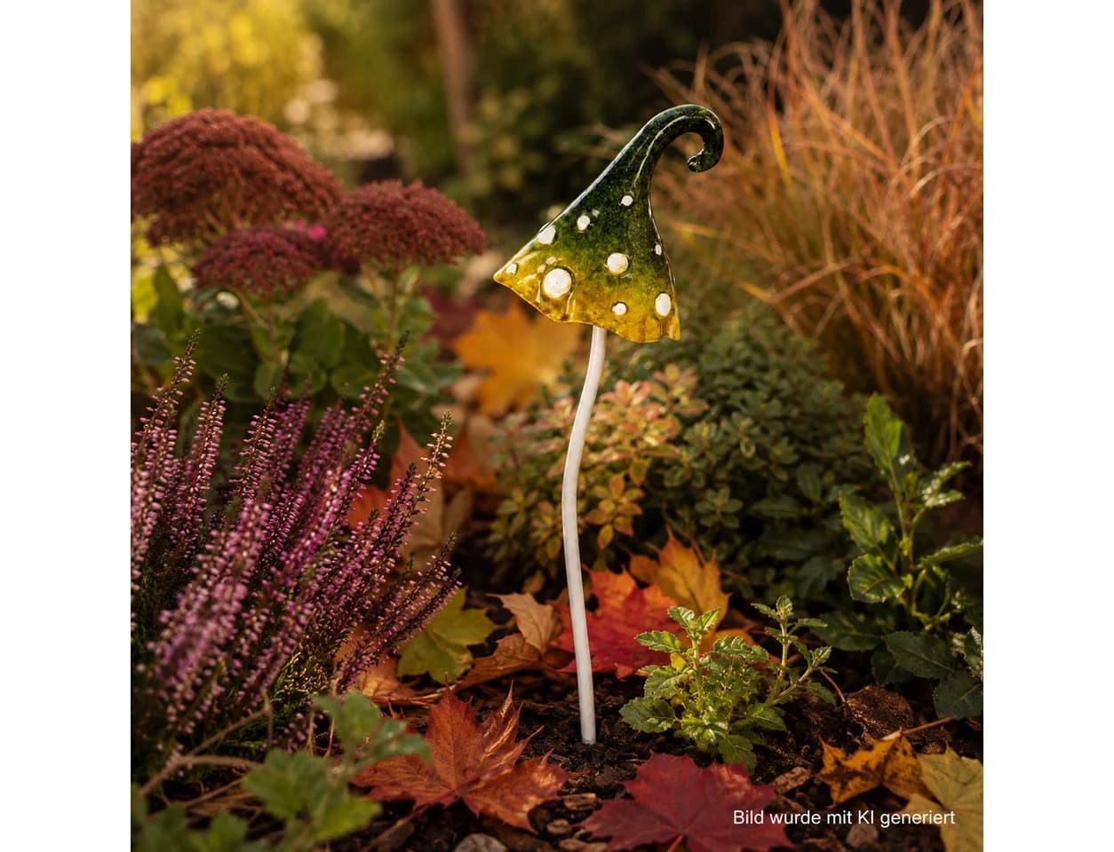 XiRRiX Gartenstecker Metallpilz Grün mit Federung - Bild 3