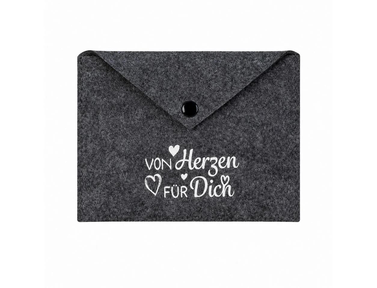 XiRRiX Geschenkumschlag aus Filz Grau/Weiß mit Druckknopf - Bild 2