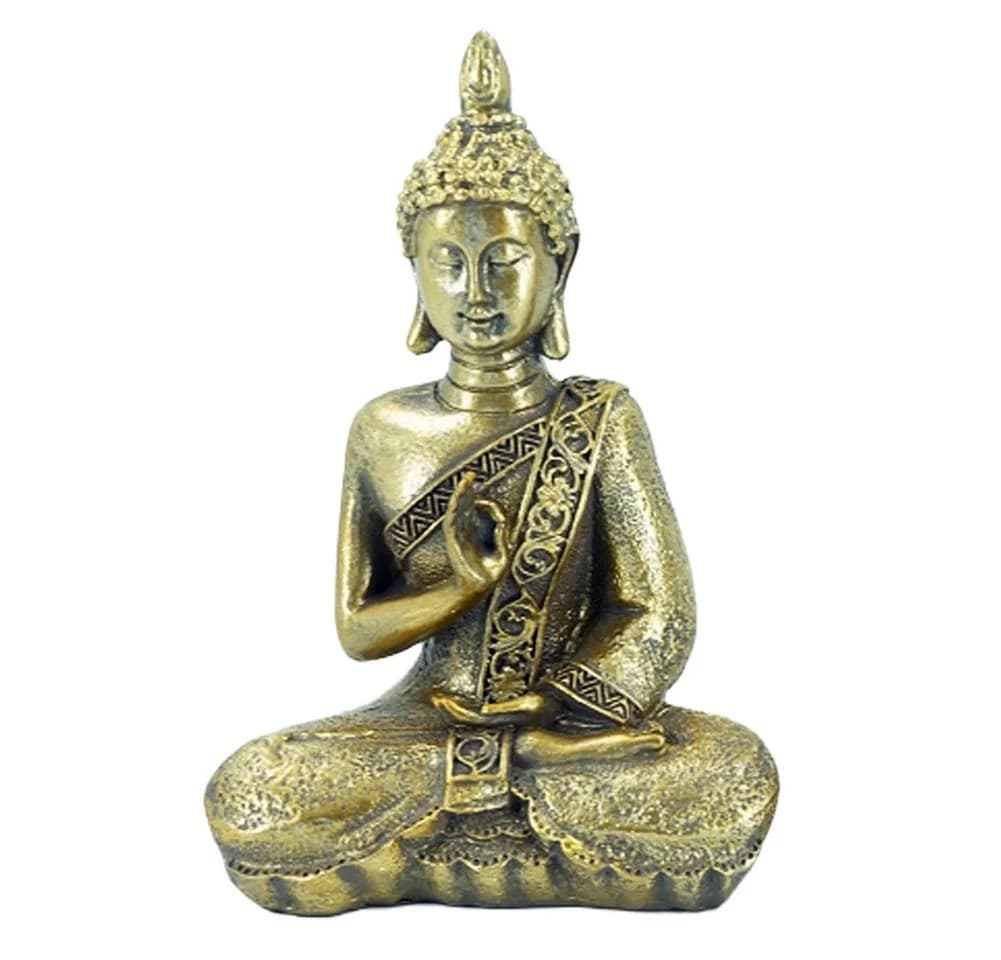 NOOR LIVING Dekofigur Buddha Gold Sitzend Polyresin