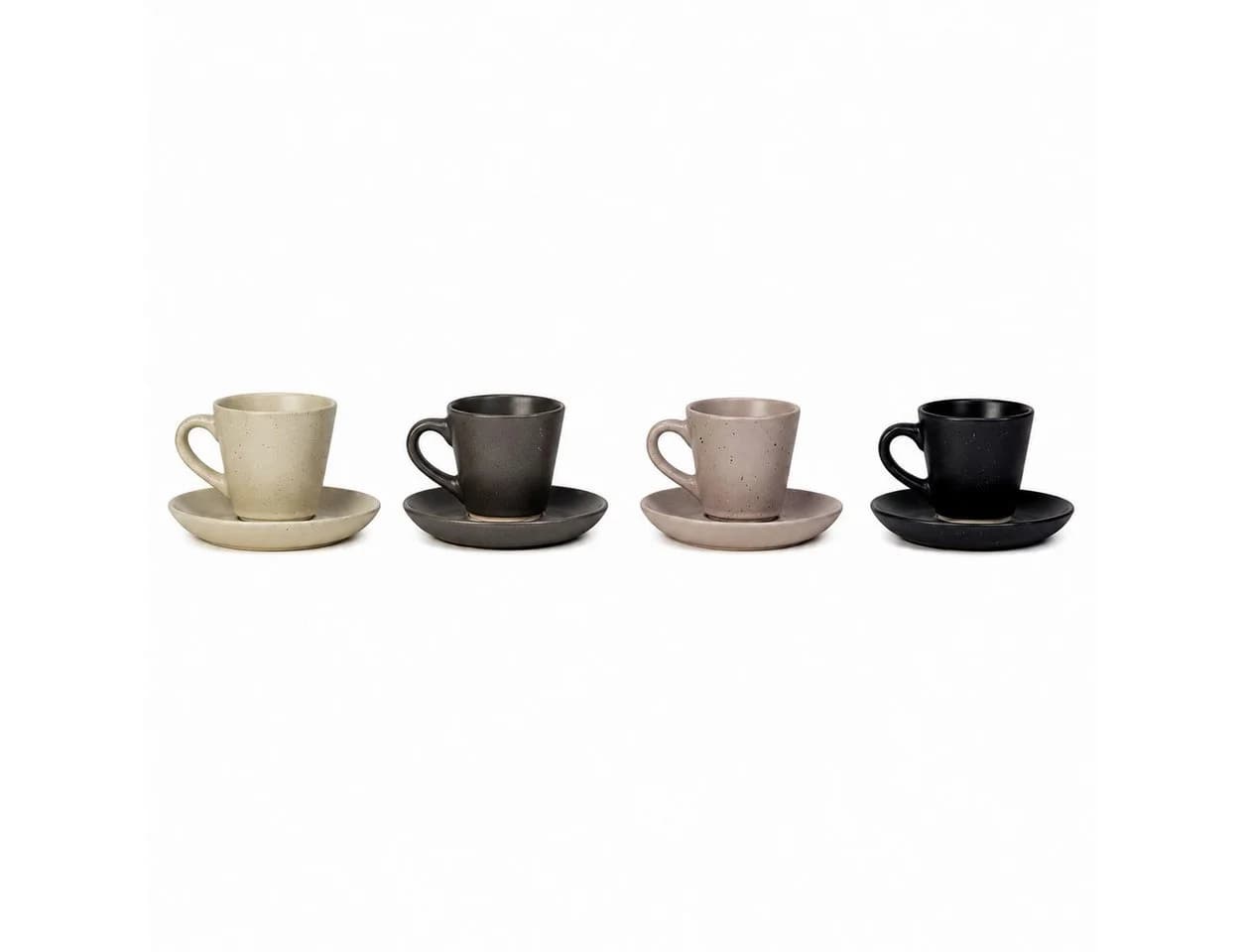 XiRRiX Espressotassen Set 4-tlg. mit Untertasse Herzdesign Steinzeug
