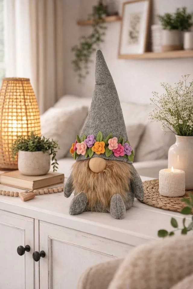 XiRRiX Wichtel Gnom Grau mit Blumenmütze