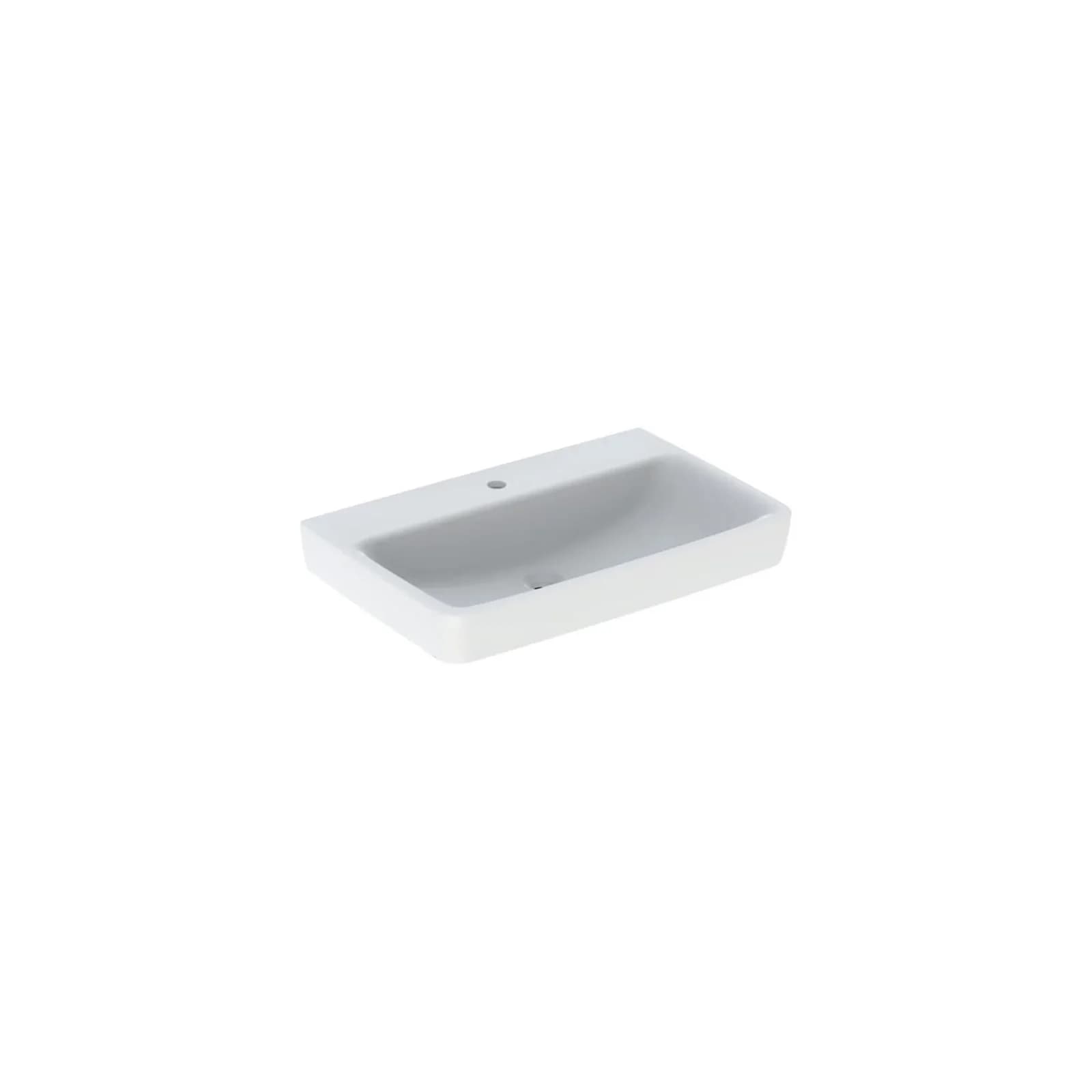 Geberit Renova Plan Waschtisch 75x48 cm, Hahnloch mittig, ohne Überlauf, weiß