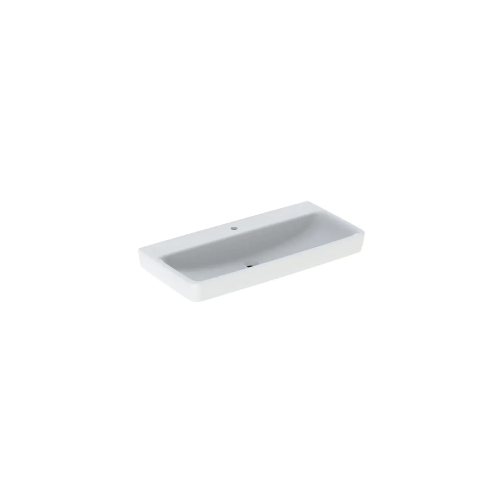 Geberit Renova Plan Waschtisch 100x48 cm, Hahnloch mittig, ohne Überlauf, weiß