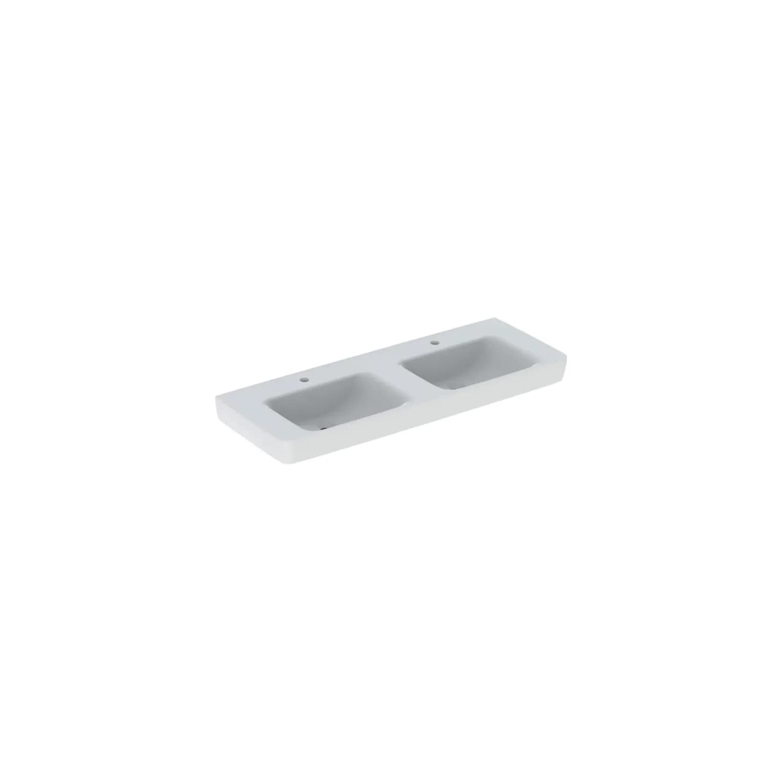 Geberit Renova Plan Doppelwaschtisch 130x48 cm Weiß