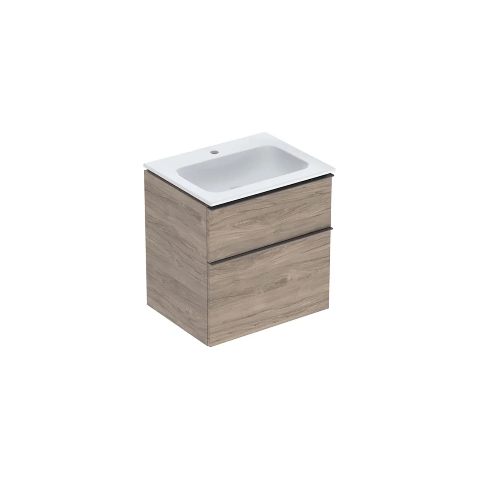 Geberit iCon Waschtisch-Set 60 cm Weiß Nussbaum Unterschrank