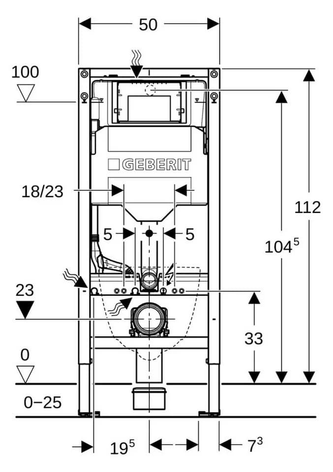 Geberit Duofix UP 320 Vorwandelement 112 cm mit Sigma Spülkasten