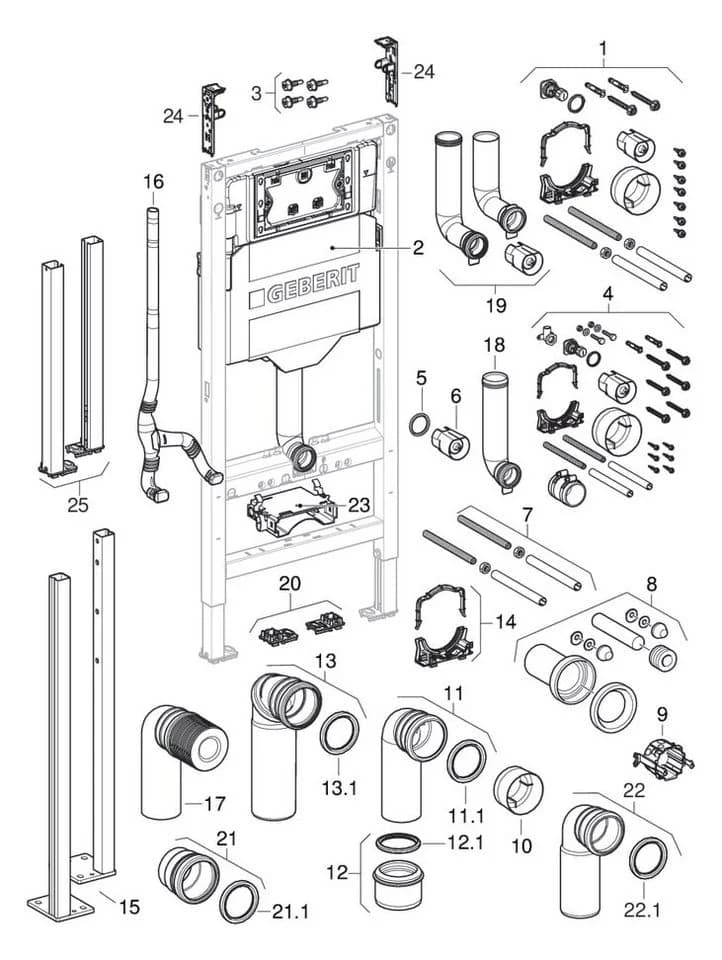 Geberit Duofix UP 320 Vorwandelement 112 cm mit Sigma Spülkasten - Bild 4