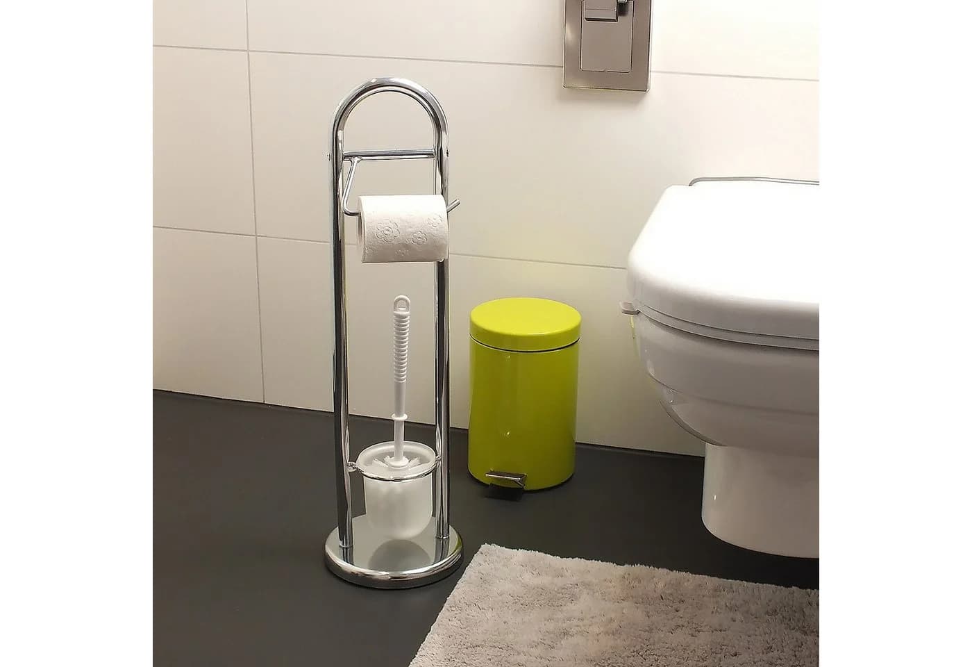 kela WC-Garnitur Fabio Metall Standgarnitur Weiß/Schwarz/Chrom