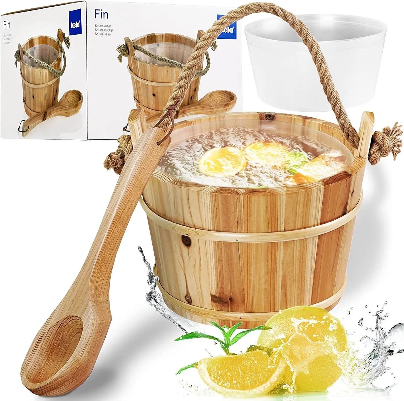 kela Sauna-Aufgussset 2-tlg. mit Holzkelle Braunes Fichtenholz - Bild 2