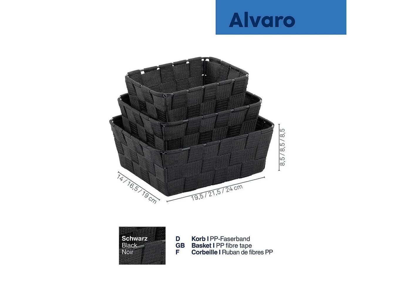 kela Aufbewahrungskorb Alvaro 3-tlg. Silbergrau Stapelbar