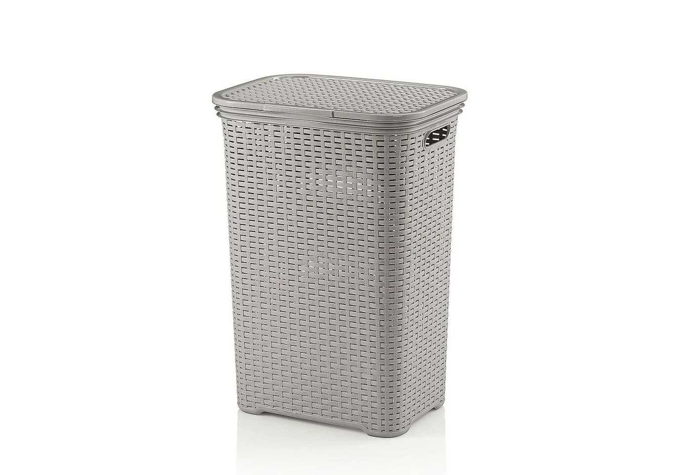 kela Wäschebox Brasilia 60 L Grau Flecht-Look Klappdeckel - Bild 2