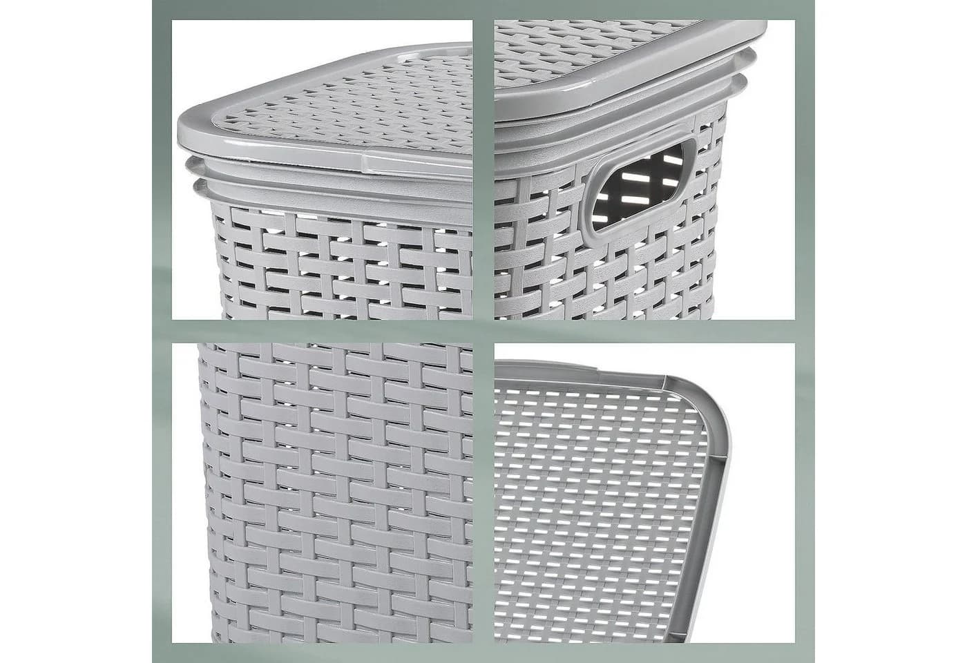 kela Wäschebox Brasilia 60 L Grau Flecht-Look Klappdeckel - Bild 5