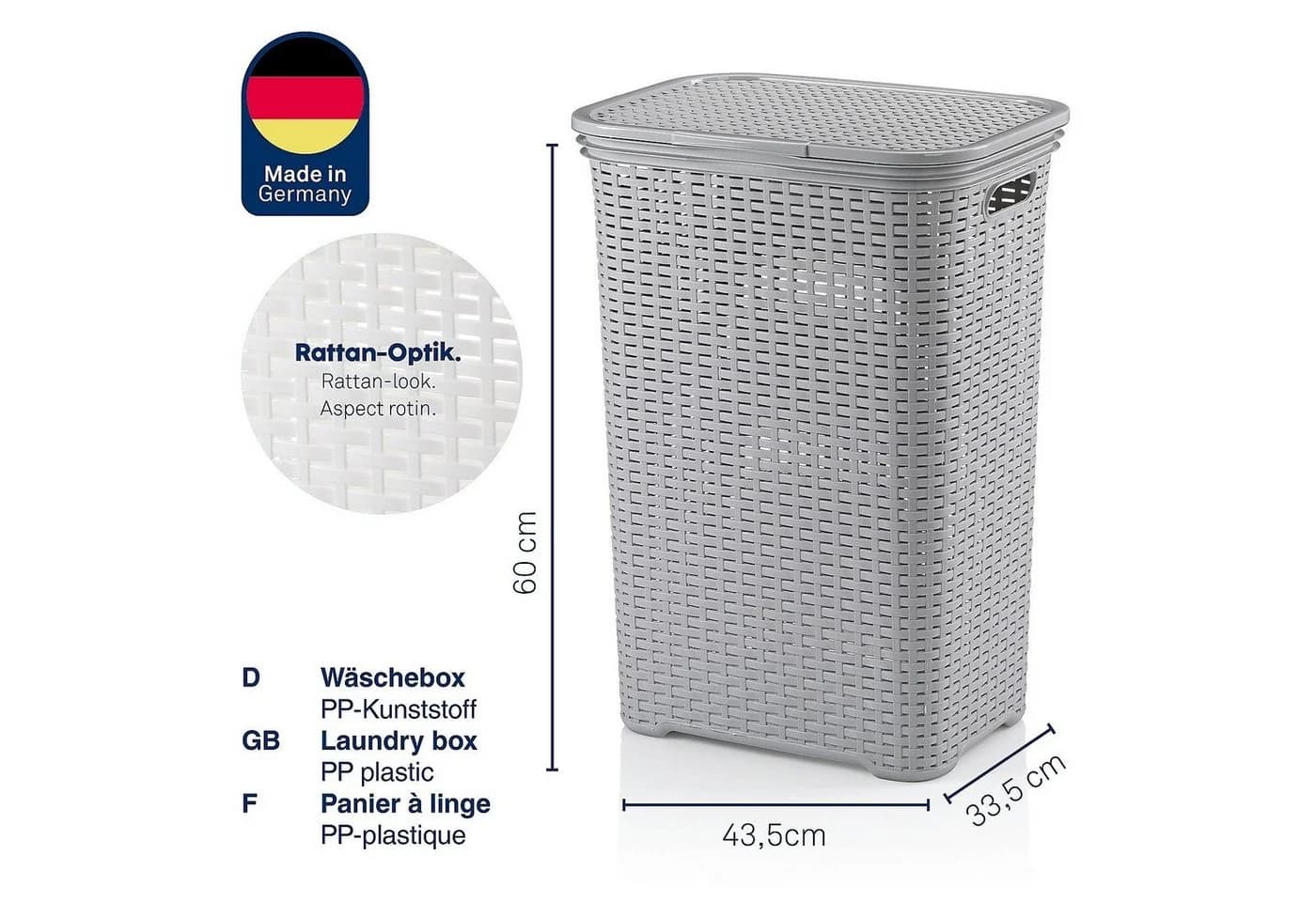 kela Wäschebox Brasilia 60L Flecht-Look Dunkelgrau - Bild 3