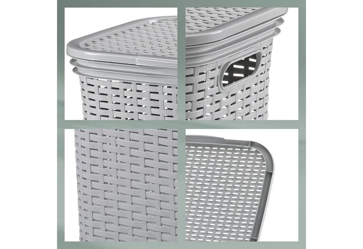 kela Wäschebox Brasilia 60L Flecht-Look Dunkelgrau - Bild 5